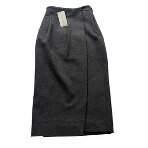 Banana Republic Charcoal Gray Pleated Wrap Pencil Skirt Lined Career Business